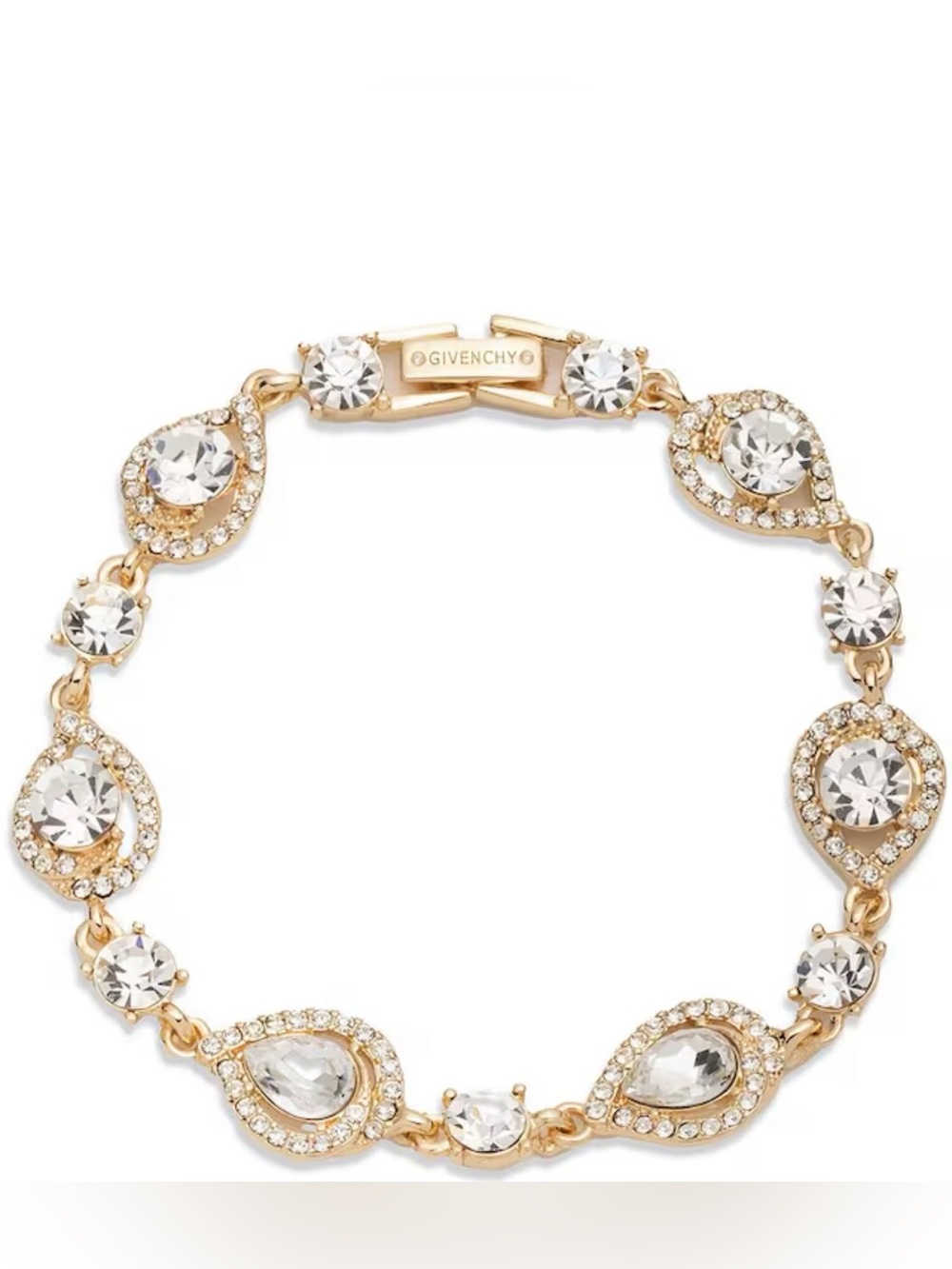 Givenchy Gold Tone Teardrop Crystal Flex Line Bracelet